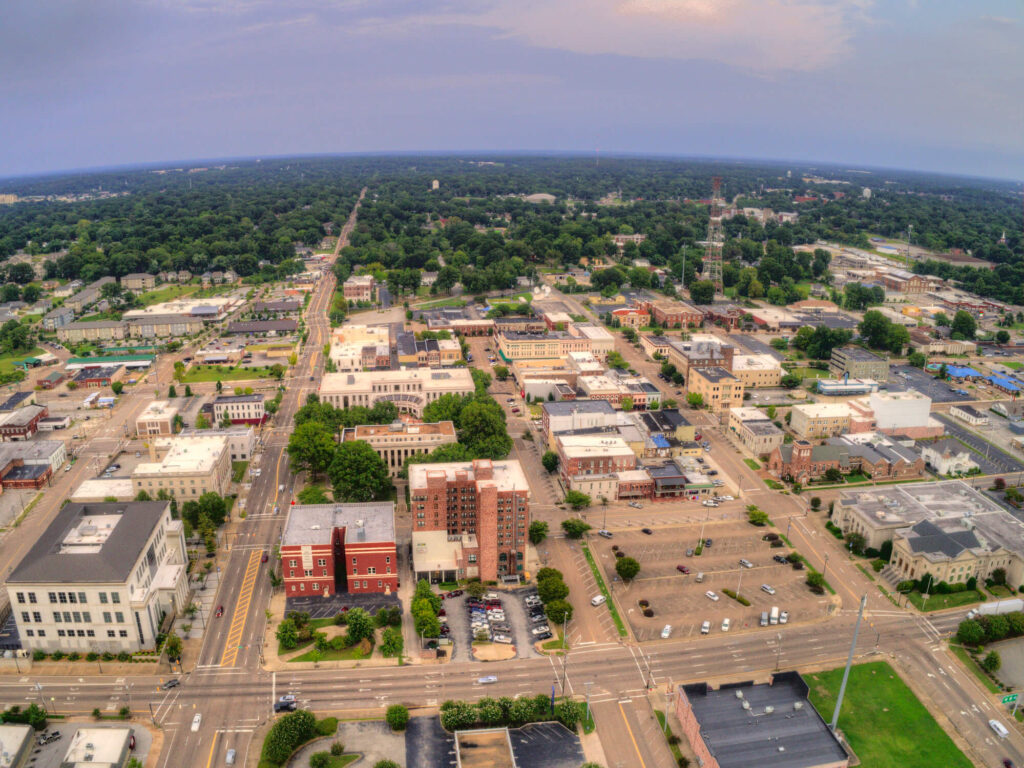 Aerial view of downtown Jackson, TN